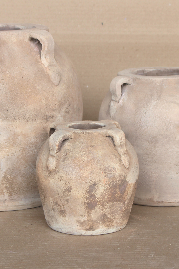 Luxe B Co - Blanc Beige Wash Vase With Handles Small