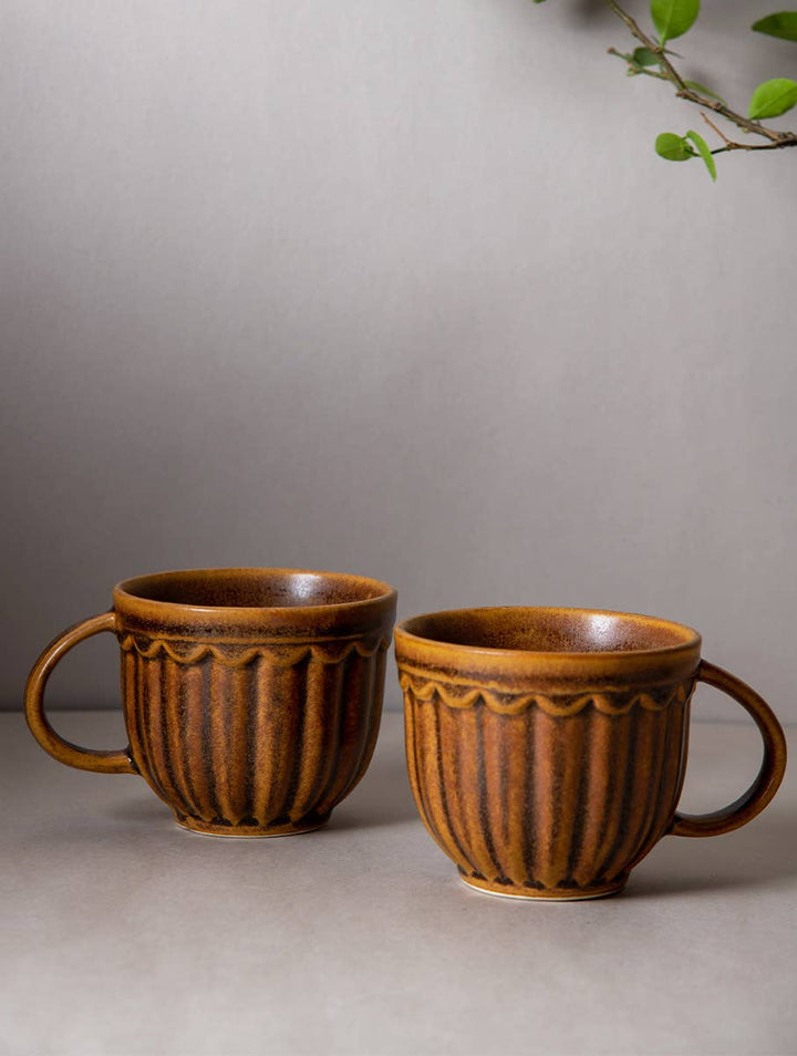 Casa Amarosa - Coffee cup Brown 3.5 X 3.8 Inches