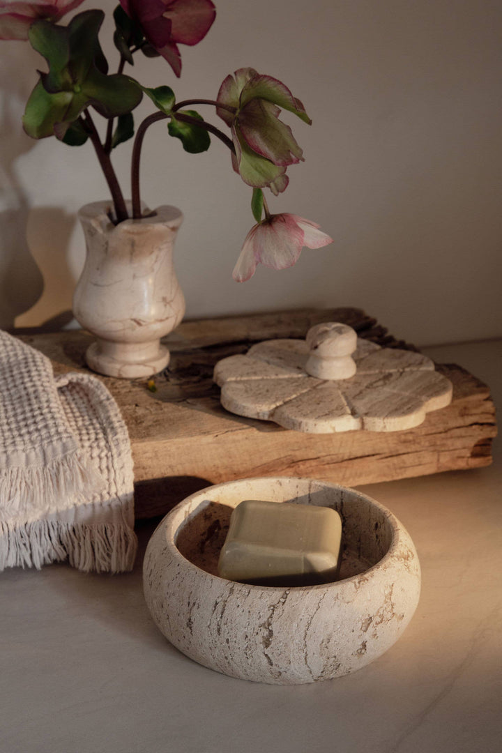 Villa Lua Home - White Travertine Trinket Box
