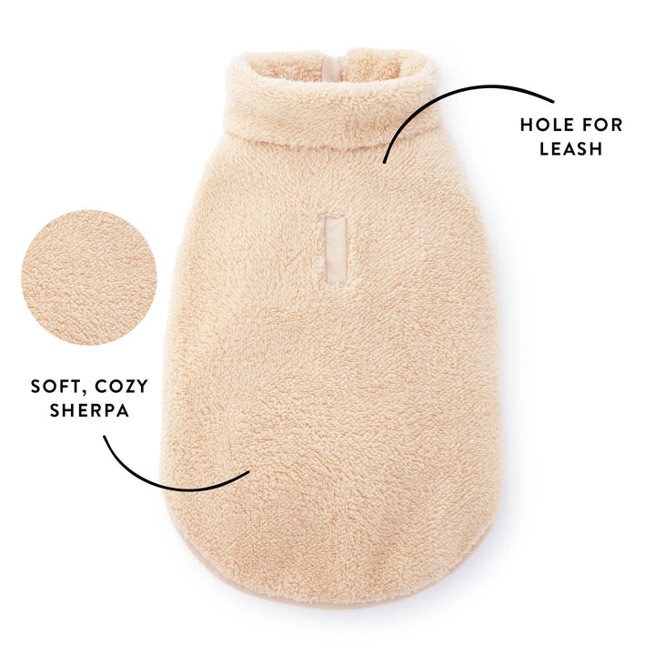 The Foggy Dog - Wheat Quarter-Zip Sherpa Dog Jacket