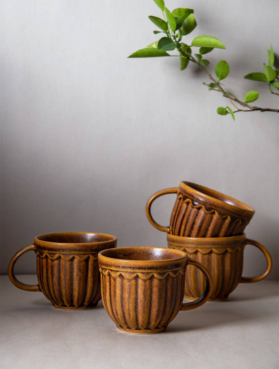 Casa Amarosa - Coffee cup Brown 3.5 X 3.8 Inches