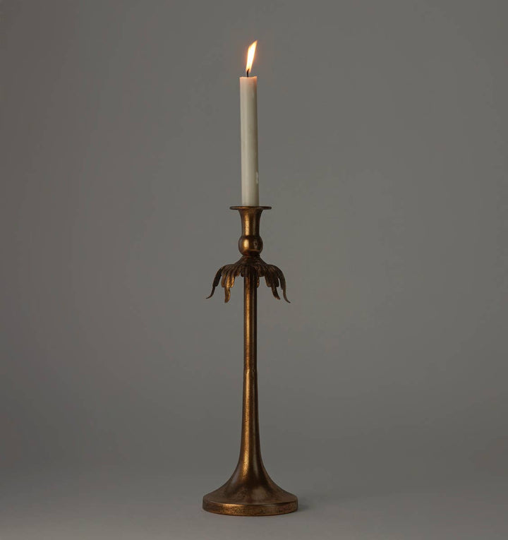 Antique Gold Taper Candle Holder - Large