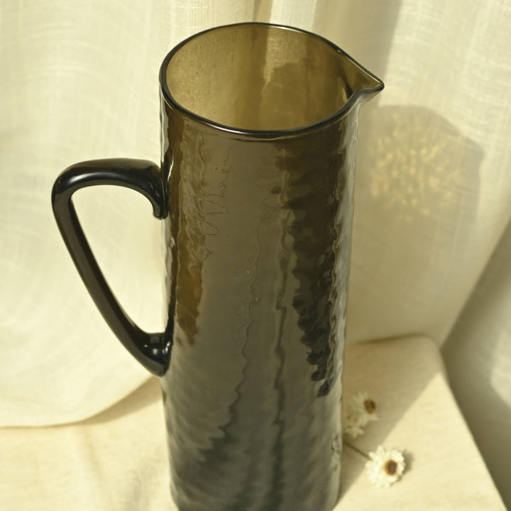 Casa Amarosa - Brown Hammered Glass Pitcher , 5.5 x 3.5 x 10 Inches