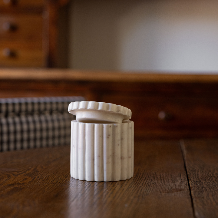 Luxe B Co - Fluted Jar Canister White Marble