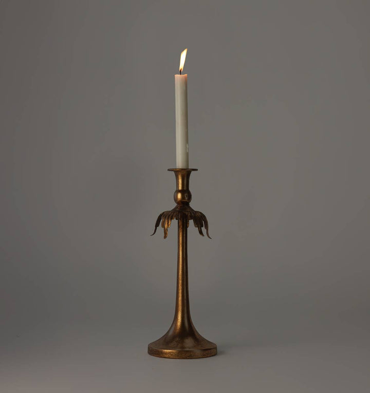 Antique Gold Taper Candle Holder - Small
