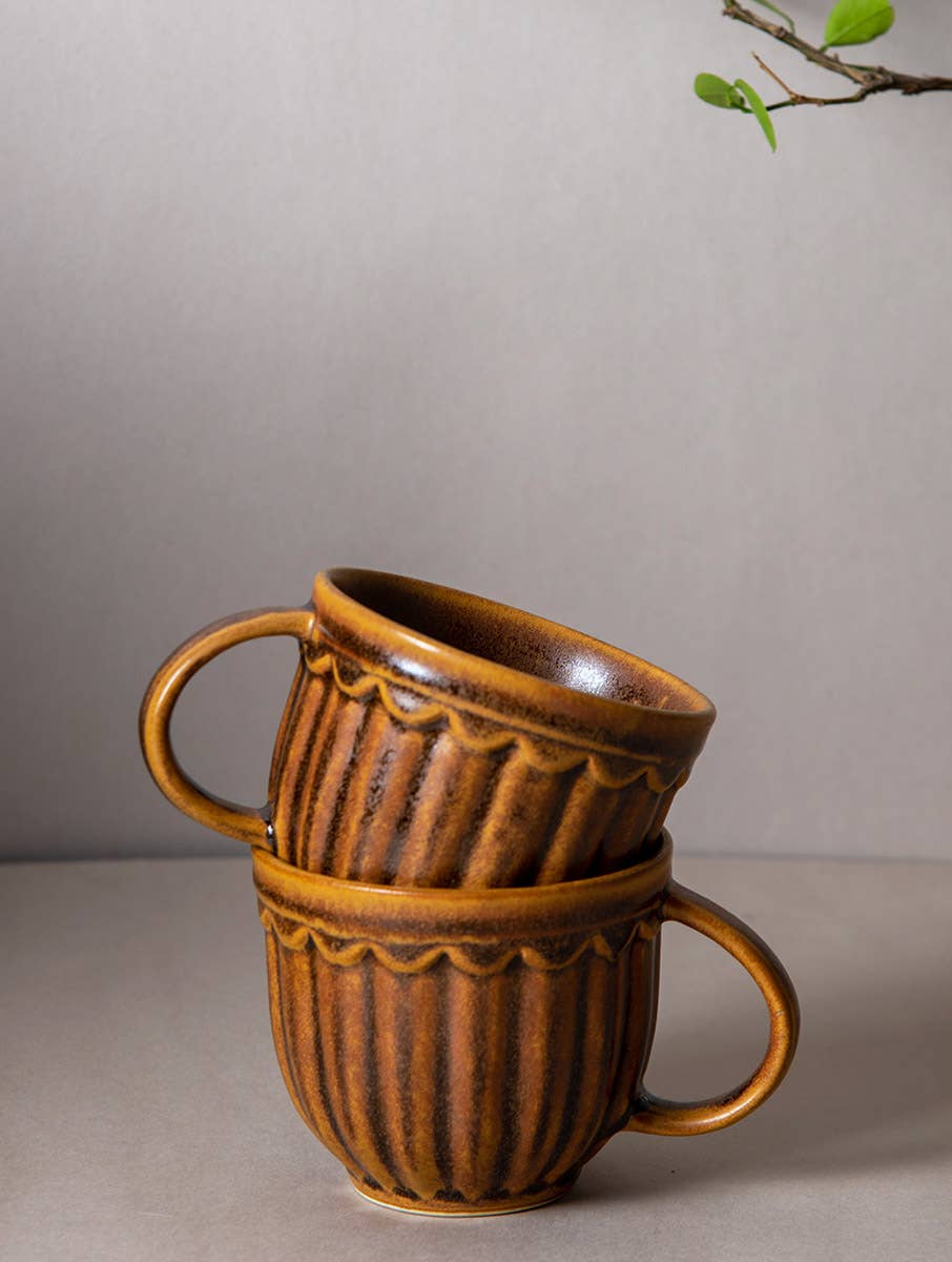 Casa Amarosa - Coffee cup Brown 3.5 X 3.8 Inches