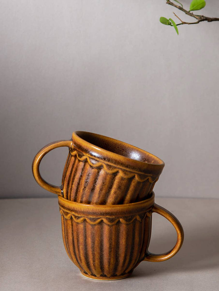 Casa Amarosa - Coffee cup Brown 3.5 X 3.8 Inches