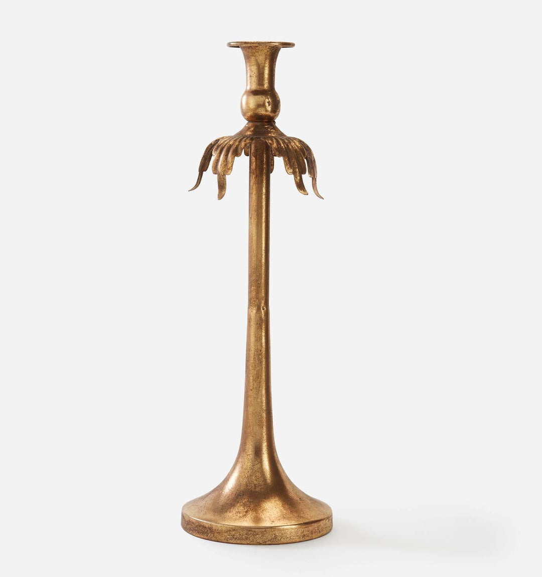 Antique Gold Taper Candle Holder - Large