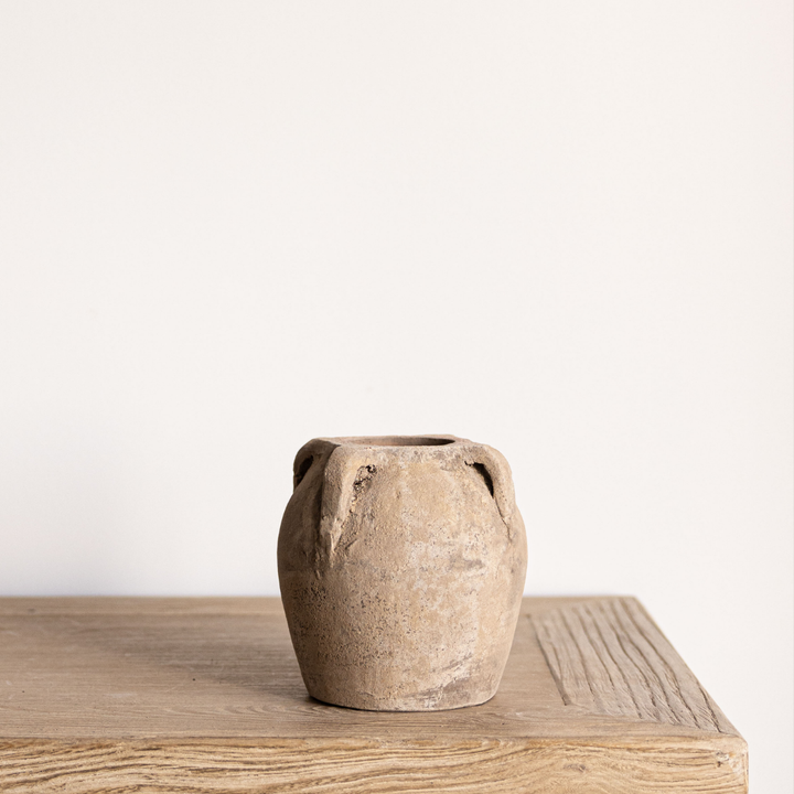 Luxe B Co - Blanc Beige Wash Vase With Handles Small