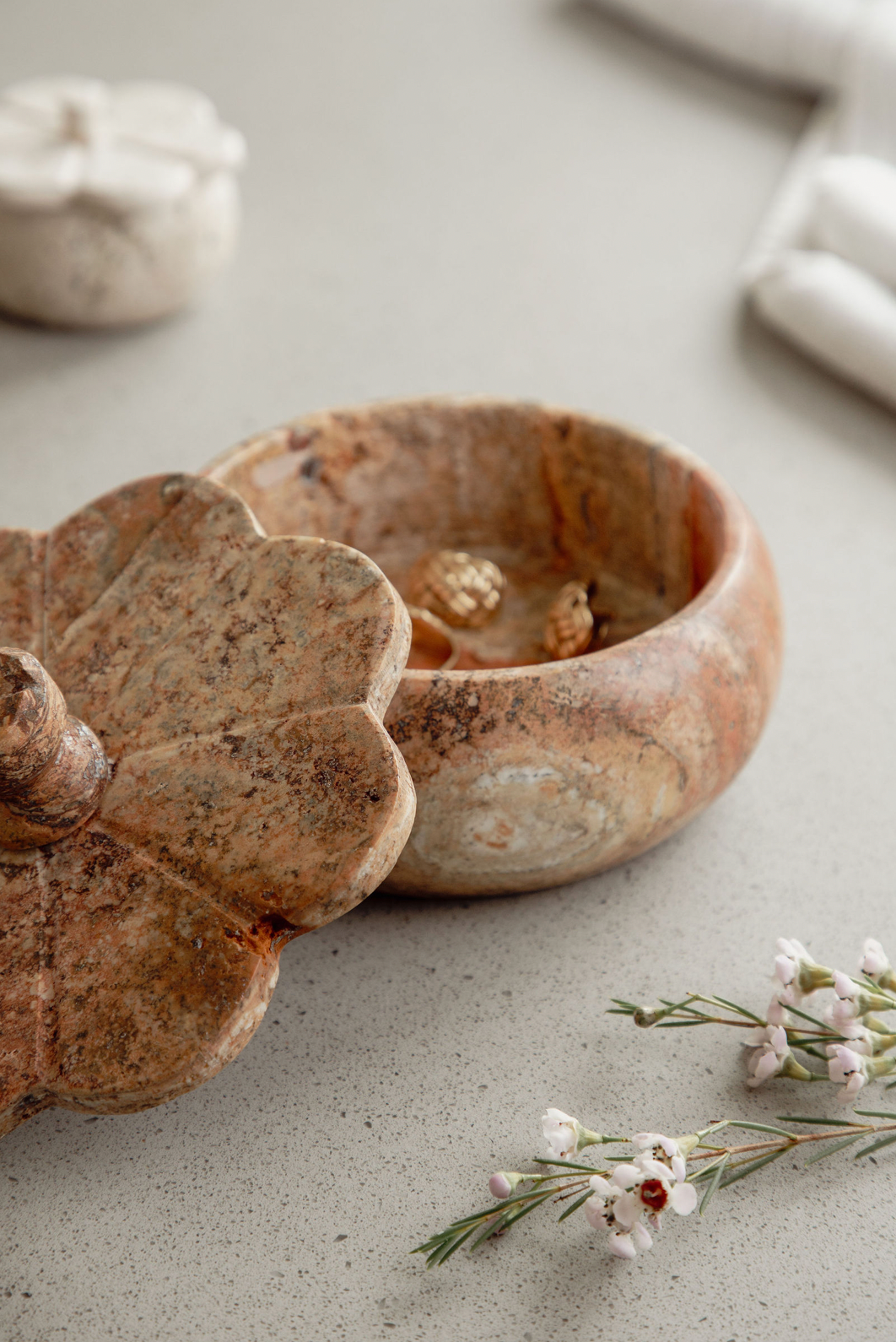 Villa Lua Home - Rust Travertine Trinket Box