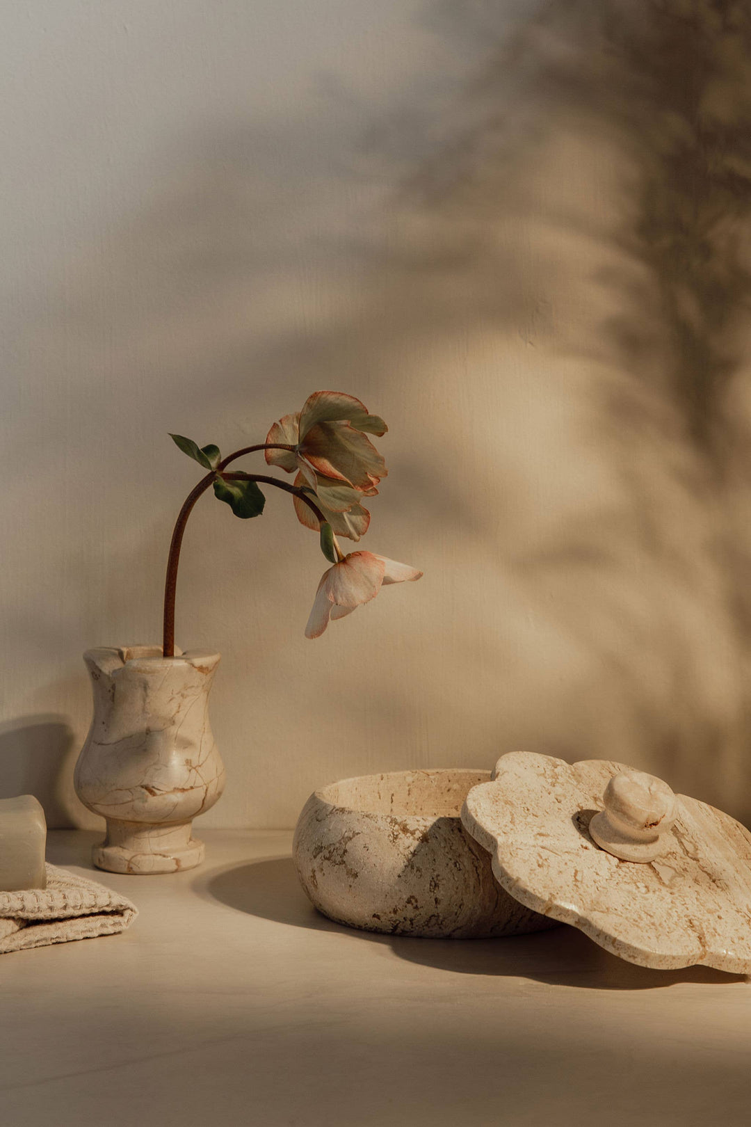 Villa Lua Home - White Travertine Trinket Box