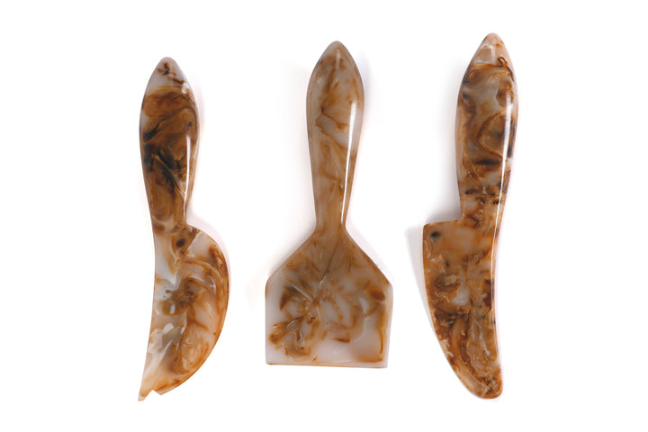 Casa Amarosa -  Resin Cheese Knife, Brown (Set of 3)  - 6 Inches