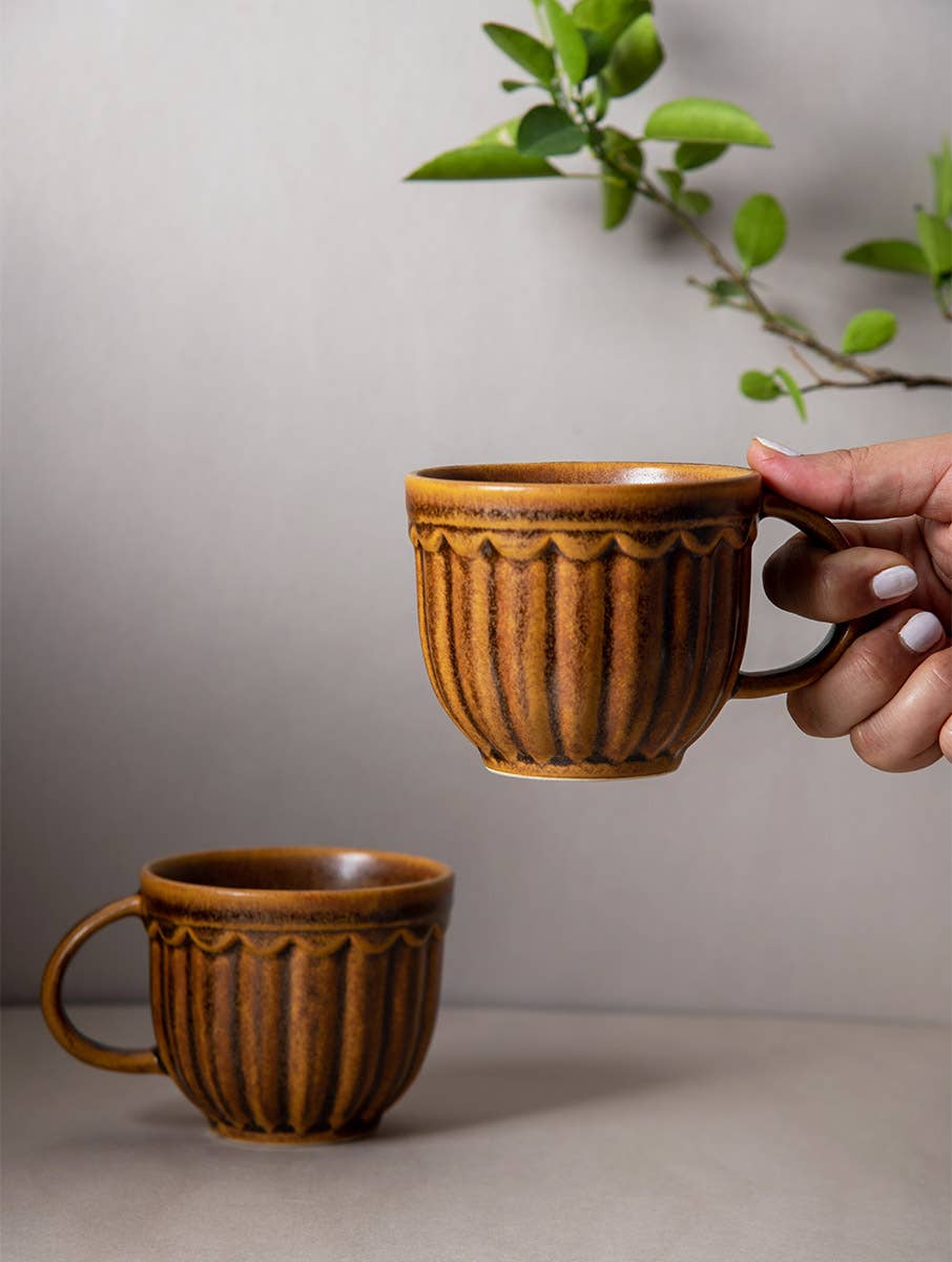 Casa Amarosa - Coffee cup Brown 3.5 X 3.8 Inches