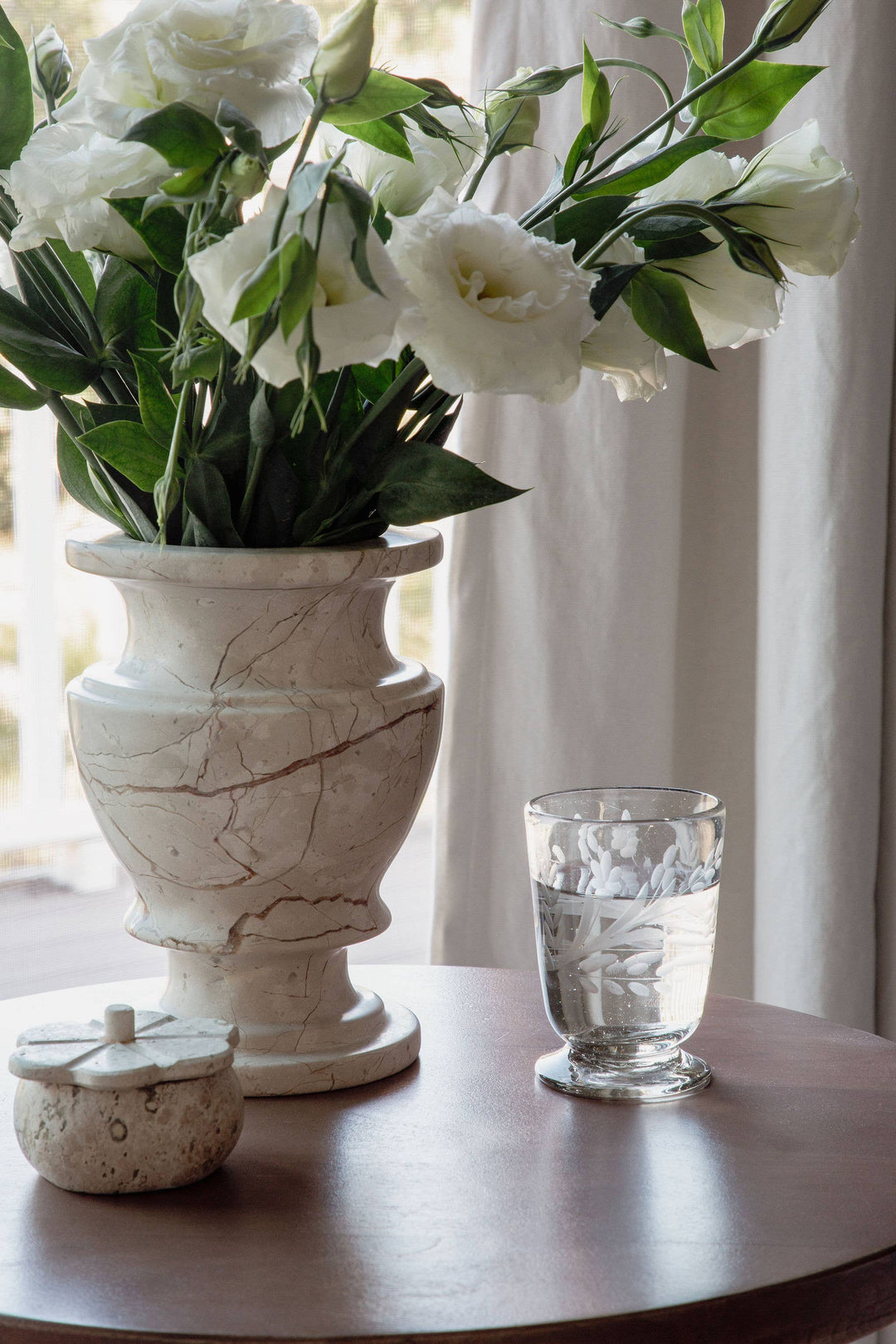Villa Lua Home - White Travertine Trinket Box