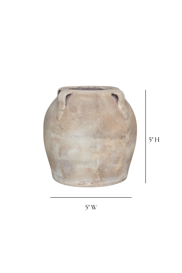 Luxe B Co - Blanc Beige Wash Vase With Handles Small