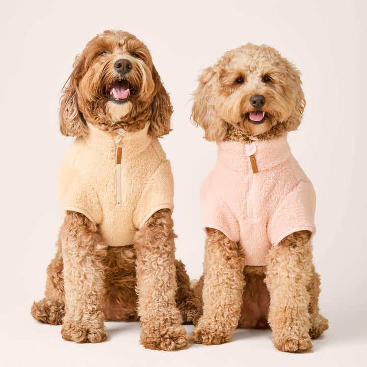 The Foggy Dog - Wheat Quarter-Zip Sherpa Dog Jacket
