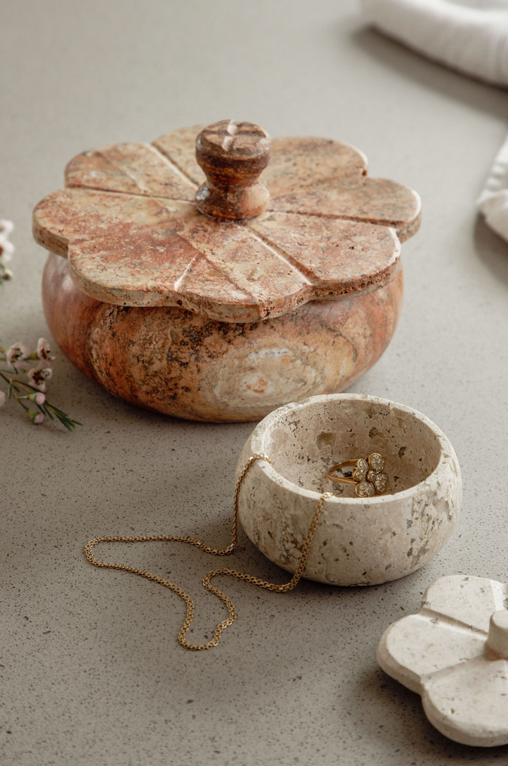 Villa Lua Home - Rust Travertine Trinket Box