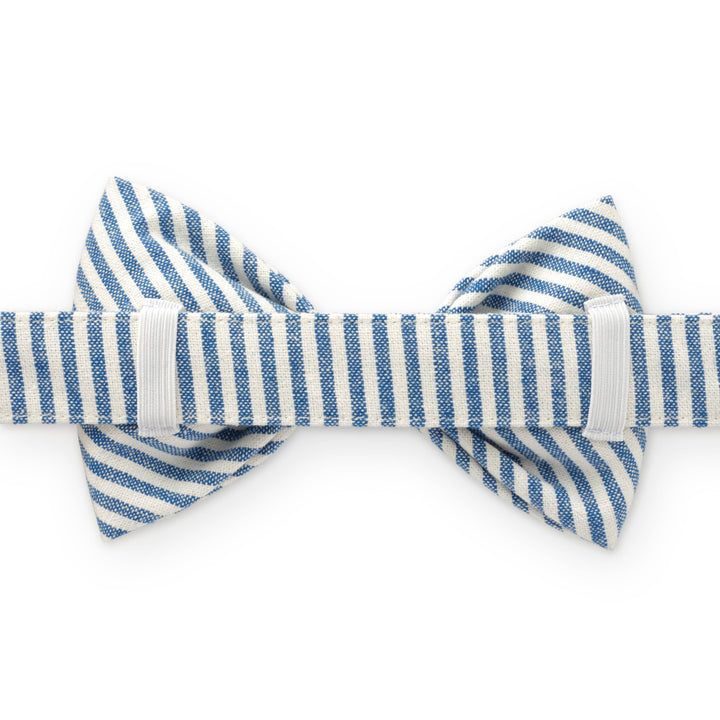 Lake Blue Stripe Summer Dog Bow Tie