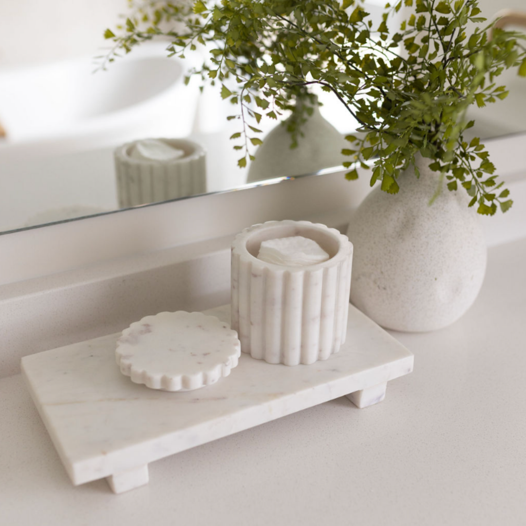 Luxe B Co - Fluted Jar Canister White Marble