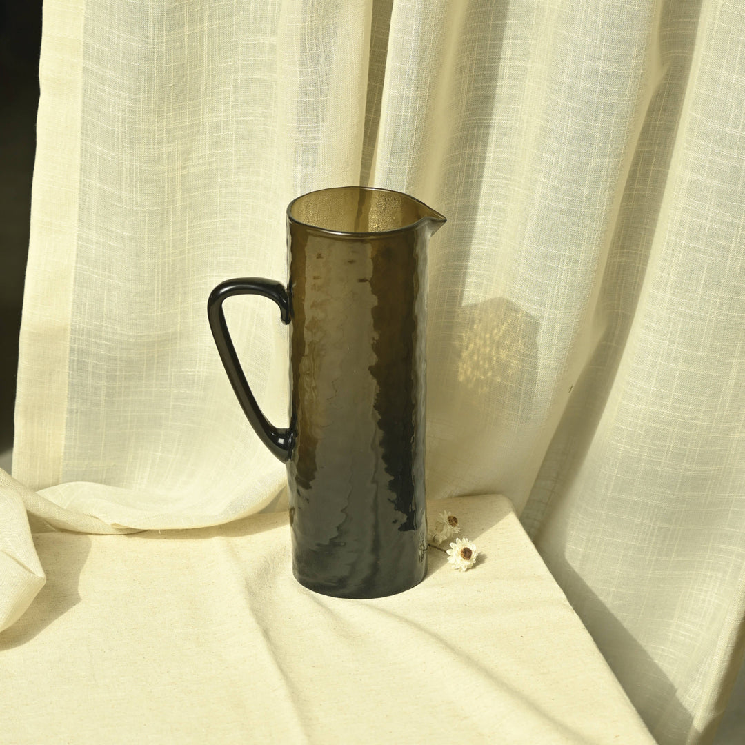 Casa Amarosa - Brown Hammered Glass Pitcher , 5.5 x 3.5 x 10 Inches
