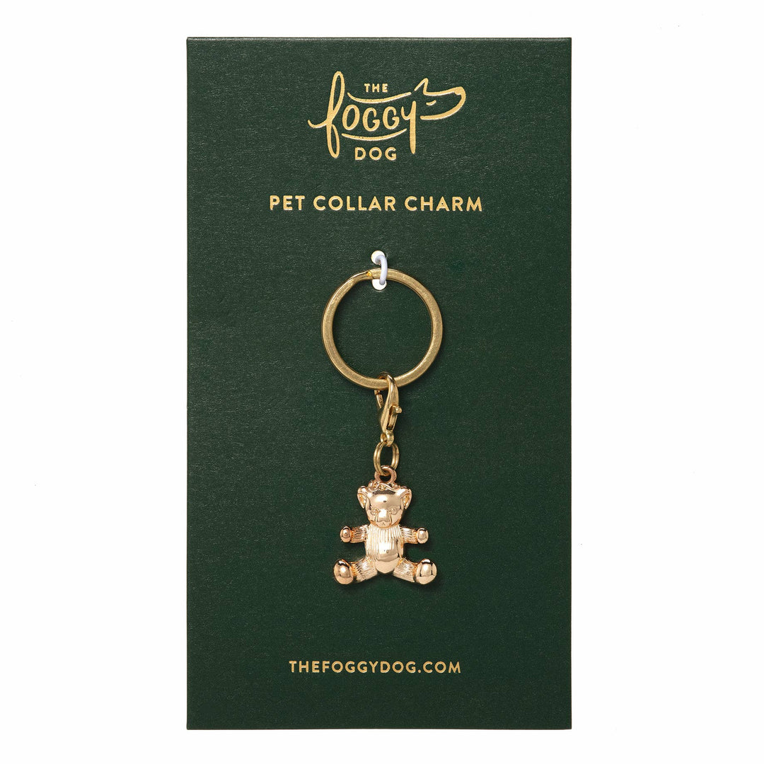 Gold Bear Valentine's Day Collar Charm
