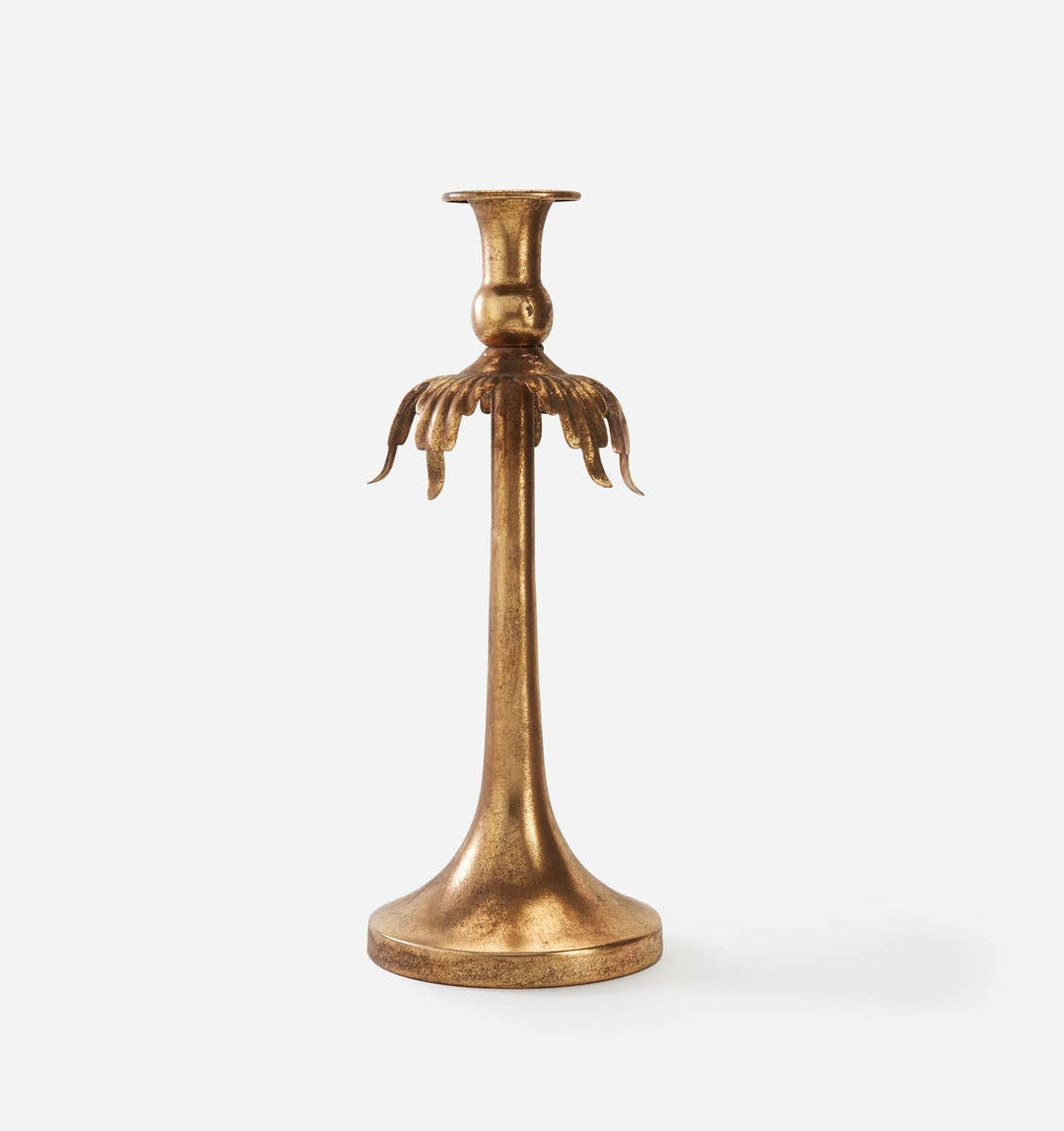 Antique Gold Taper Candle Holder - Small