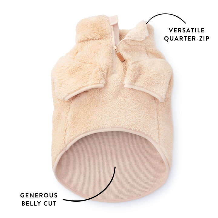 The Foggy Dog - Wheat Quarter-Zip Sherpa Dog Jacket