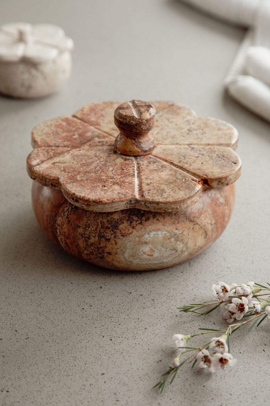 Villa Lua Home - Rust Travertine Trinket Box