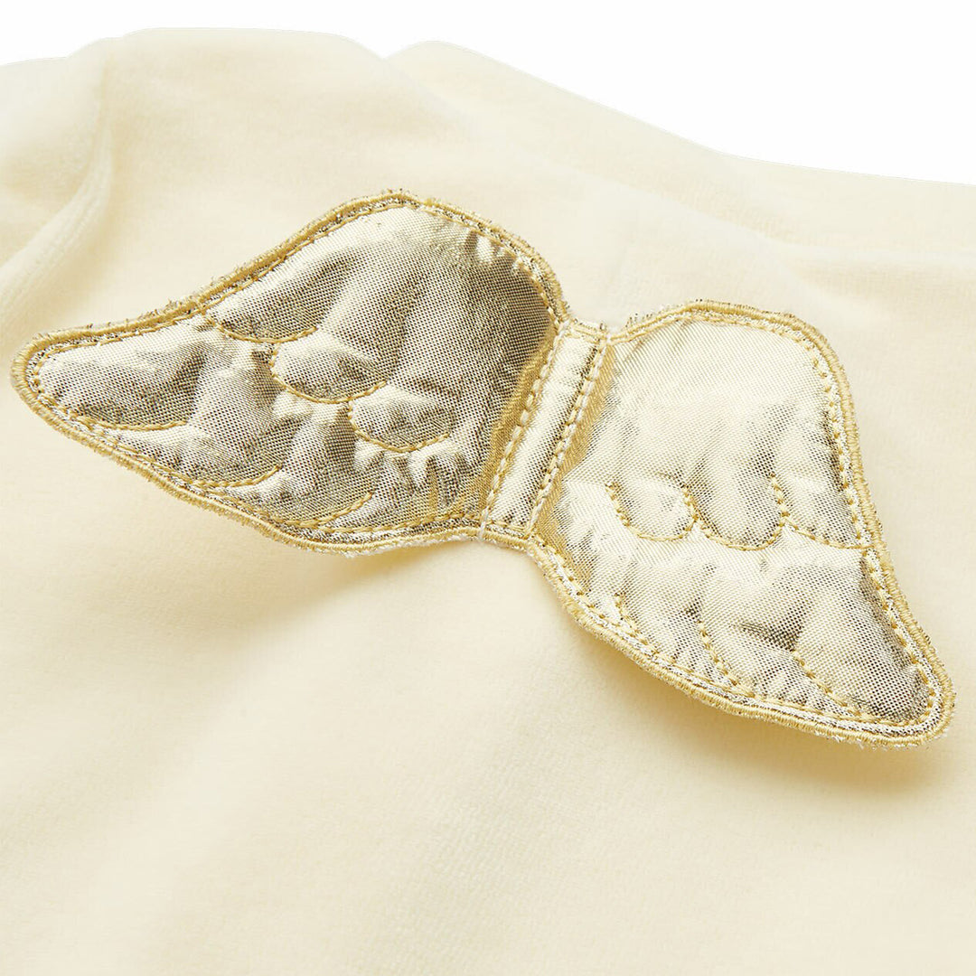 ANGEL WING GOLD VELOUR SLEEPSUIT IN CREAM